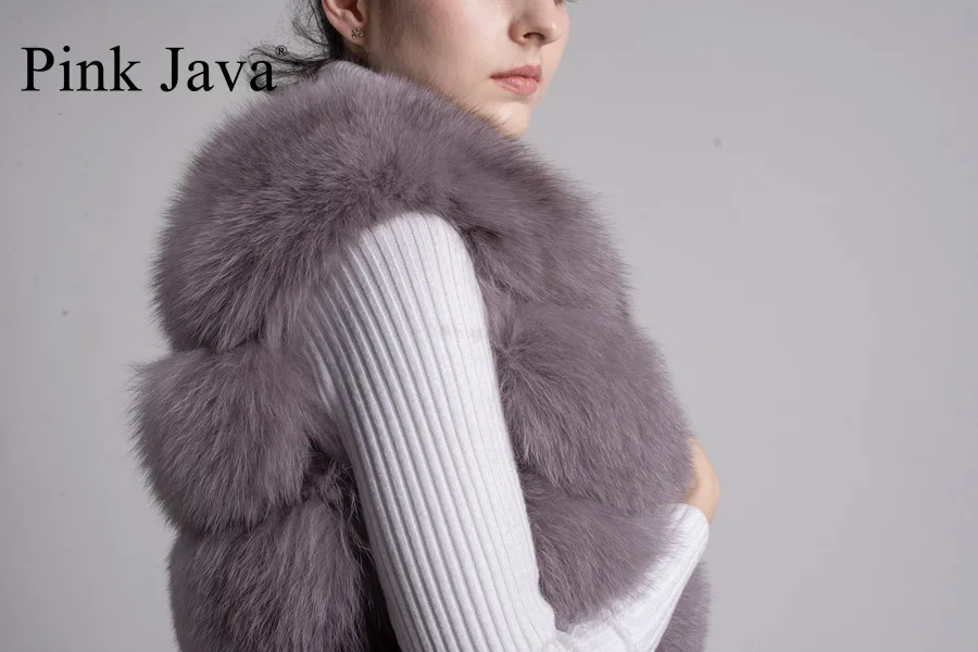 Розовый java QC8049, новинка, женский жилет из натурального Лисьего меха, Высококачественный меховой жилет,, модное толстое меховое пальто