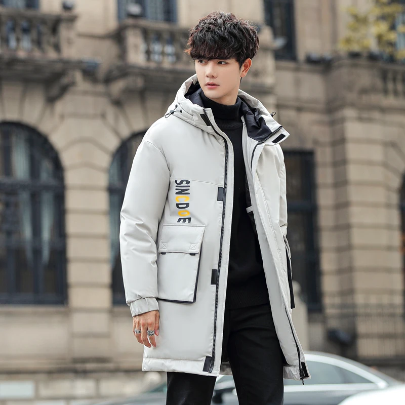 Classic Winter Men's Mid-Length Warm Thick Hooded Parkas Long Cotton-Padded Jackets Outwear Puffer Coats Windproof Tops Clothing