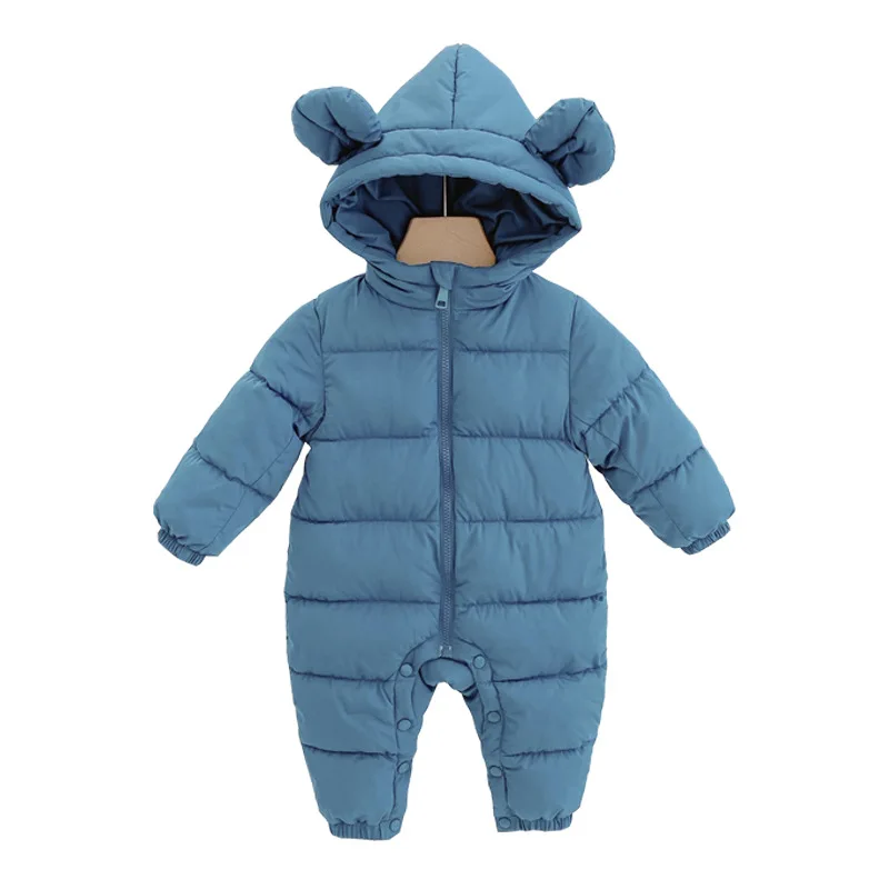 

2020 Winter New Babys Romper Kids Newborn Bady Snowsuit Boy Girl Warm Hooded Coats Cotton Solid Color Clothes