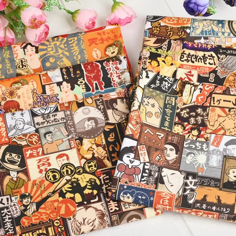 

Высококачественная хлопчатобумажная ткань с цифровым принтом, японская Ретро ностальгическая ткань Showa комикс от Yard для скатерти, одежды «...