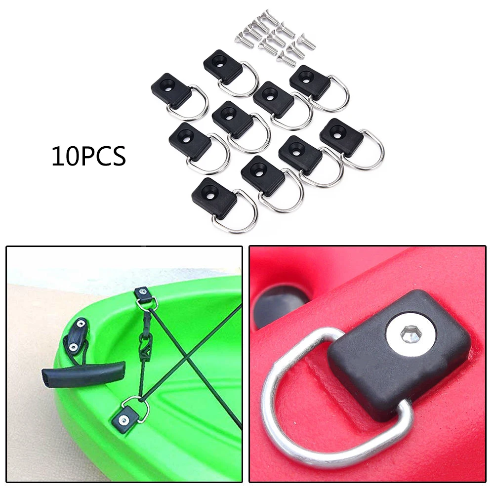 

10pcs Kayak Marine Water Sports Rigging Loop Buckle Canoe Pivoting D Ring Sailing Fishing Small Modern Camping Accessories
