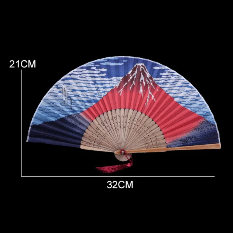 Японские Бамбуковые ребра Ручной Веер реквизит для сцены Fujiyama/Kanagawa морские волны