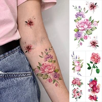 sexy rose waterproof temporary tattoo sticker pink flower child arm hand body art flash fake tatto woman