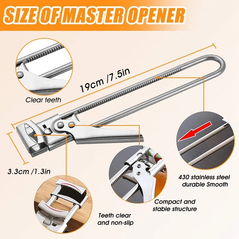 Corkscrews Adjustable Jars And Multi-Function Stainless Steel Can Opener Lid Grips | Дом и сад