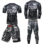 Мужская спортивная компрессионная рубашка и брюки, костюм для смешанных боевых искусств, шорты, тренировочный комплект одежды для фитнеса в тренажерном зале, спортивная одежда