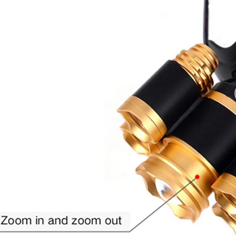 

T6+4XPE headlight 18650 battery 4000lumen 4 switch modes torch caving climbing search zoomable flashlight headlamp No.5lightUSB