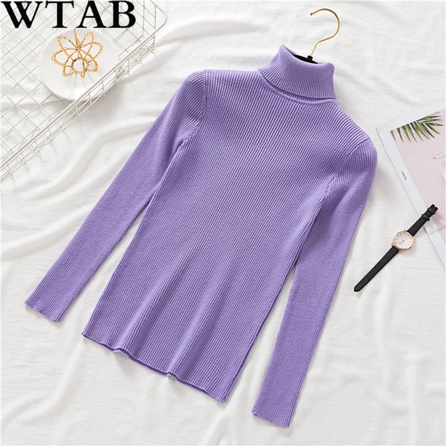 Женский Повседневный офисный свитер с высоким воротником мягкий тонкий вязаный