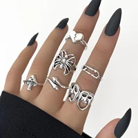 aprilwell 6 pcs gothic snake ring set for women aesthetic 2021 trend punk grimace retro butterfly anxiety chunky anillos jewelry