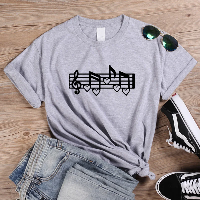 Женская одежда 2019 в Корейском стиле Love Music Life летние топы для девочек футболка с
