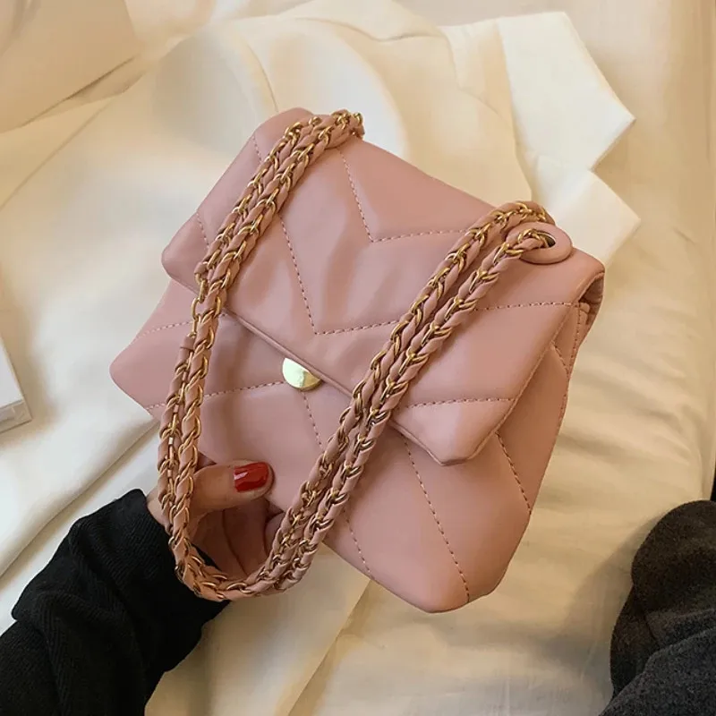 Женская розовая сумка через плечо с V-образным вырезом летняя мода 2021 женская