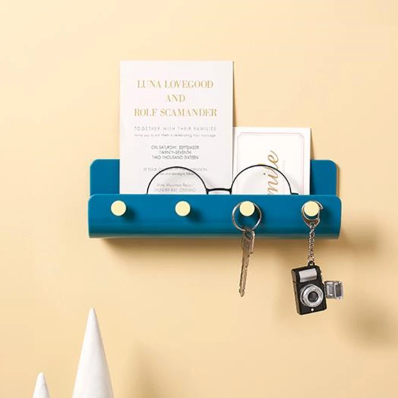 

Brief Shelf Wall Key Hanging Hook for Home Hotel Porch Living Room Bedroom Glue Personality Creative Hook Storage Rack