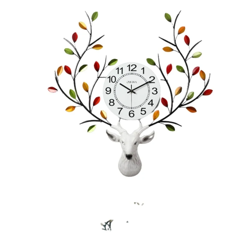 

Deer Nordic Style Creative Wall Clock Living Room Metal Wall Watches Silent Non Ticking Relogio Parede Home Decoration EF50WC