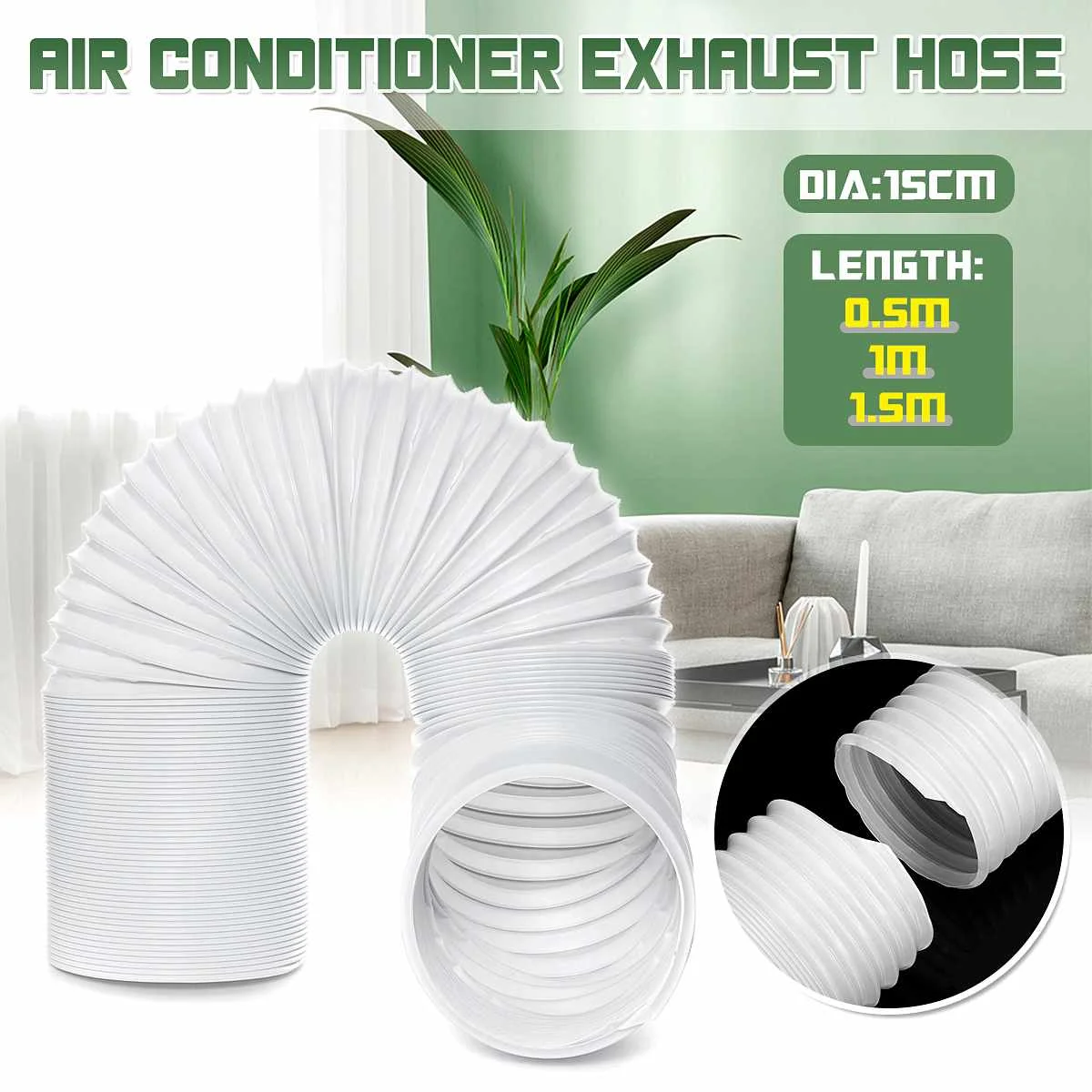

2m/3m/4m Flexible Air Conditioner Exhaust Hose Vent Tube Pipe 150mm Diameter Duct Extension Pipe Air Conditioner Accessories