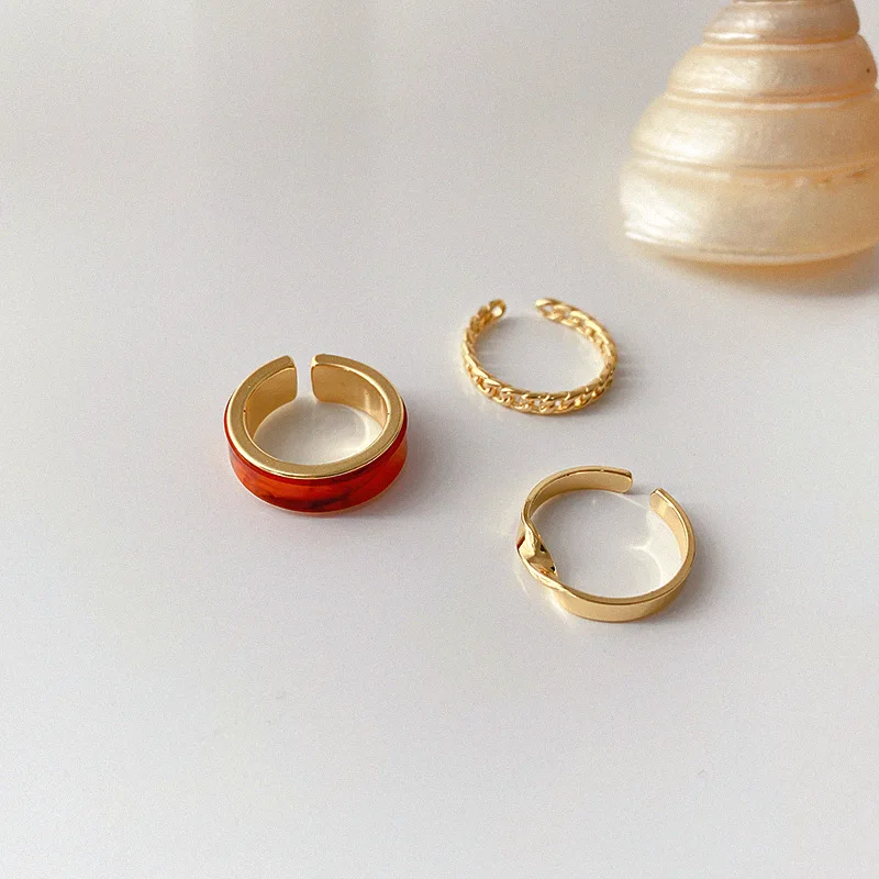 

Multicolor Matte Metal Geometric Open Rings Set Fashion Trendy Minimalist Solid Circle Adjustable Twisted Metal Ring For Women