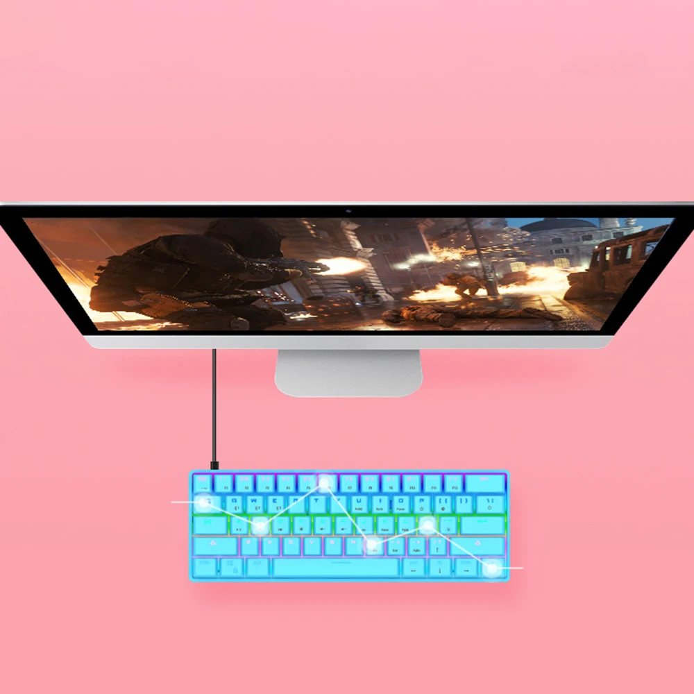

Mechanical Keyboard 61 Keys with Bluetooth Wired Dual Mode RGB Backlight Keyboard for Gaming Computer Office