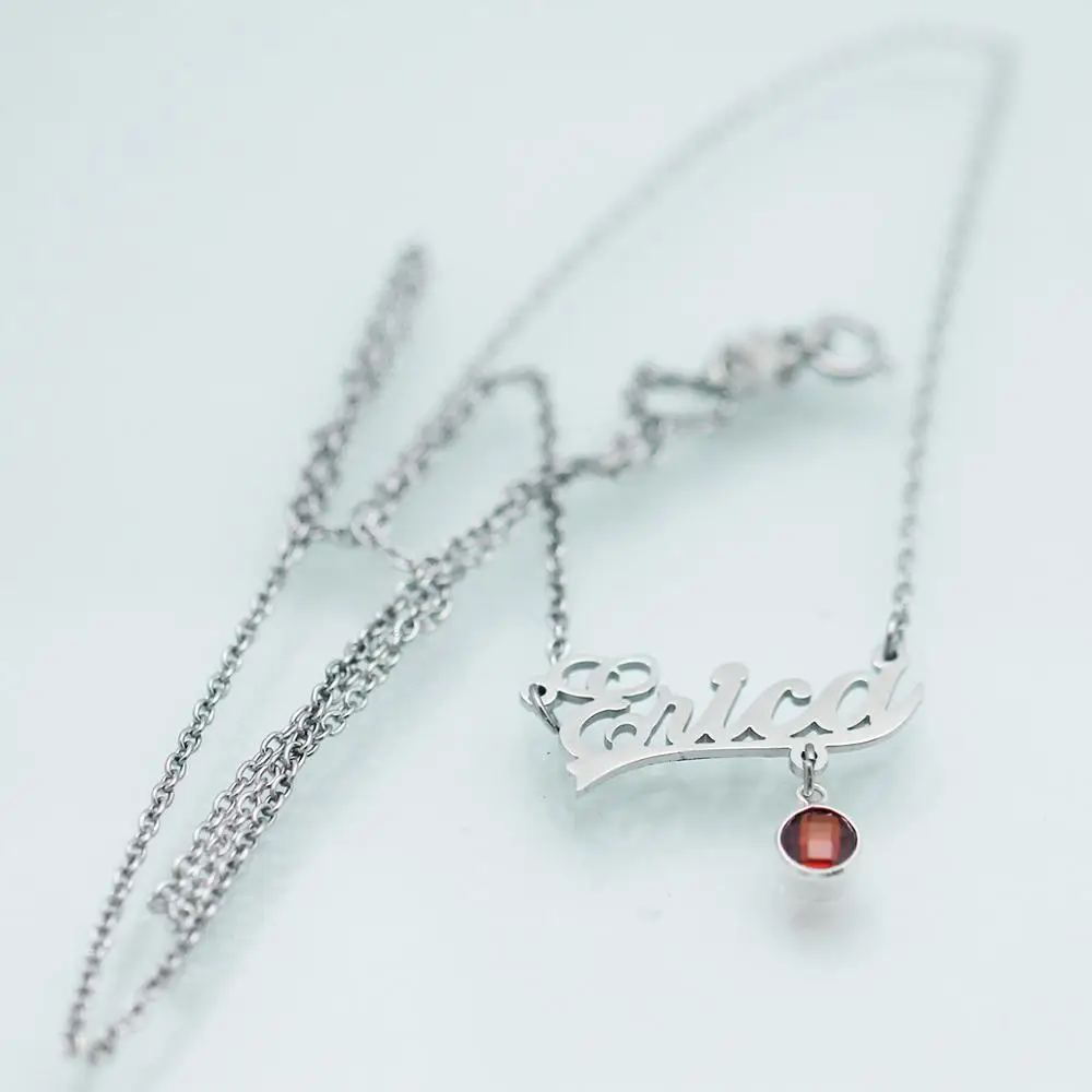 316 Stainless Steel Jewelry Custom Woman Gift Girls Glass Birthstone English Name Pendant Necklace | Украшения и аксессуары
