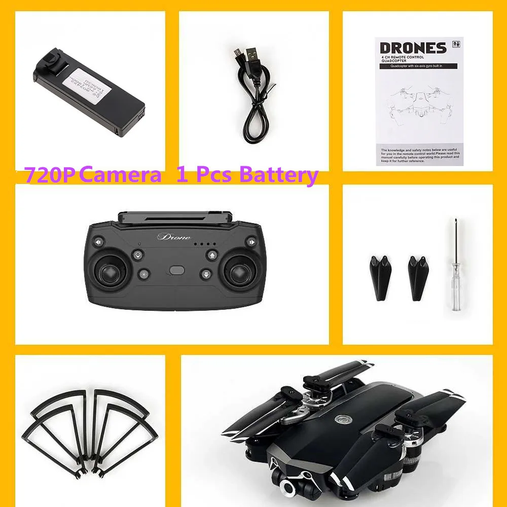 720P 1 battery Дроны HD аэрофотосъемка 120 ° широкоугольная камера Квадрокоптер FPV селфи Дрон давление воздуха фиксированная высота RC вертолеты игрушки - Цвет: 720P 1 battery