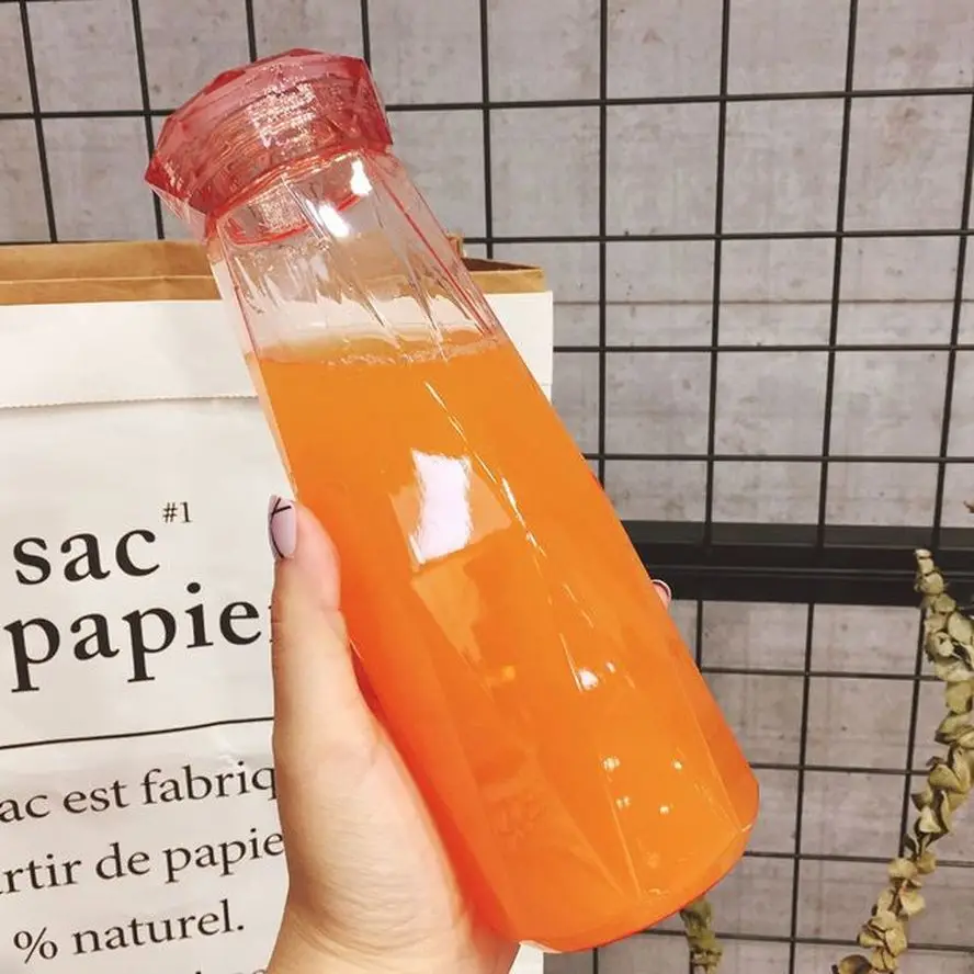 Стеклянная бутылка для воды в форме алмаза Маленькая прозрачная чашка свежем