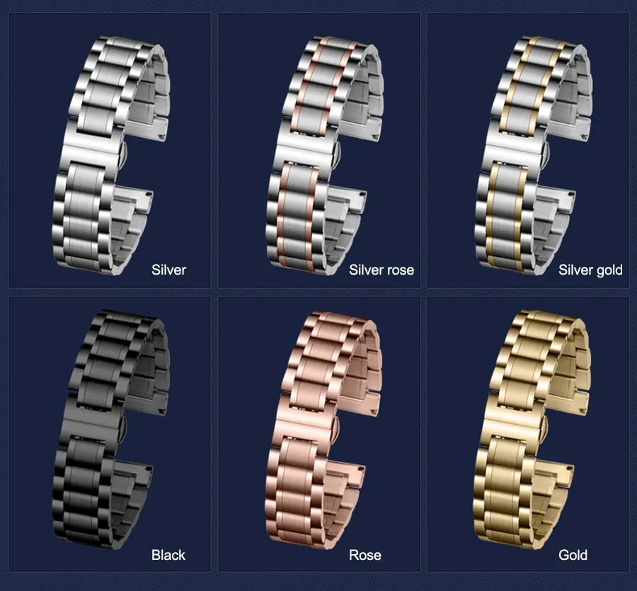 Ремешок для часов из нержавеющей стали браслет наручных с бабочкой