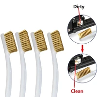 mega 4pcs copper wire toothbrush brass brush plastic handle for hot nozzle block hotend cleaning 3d printer cleaner tool