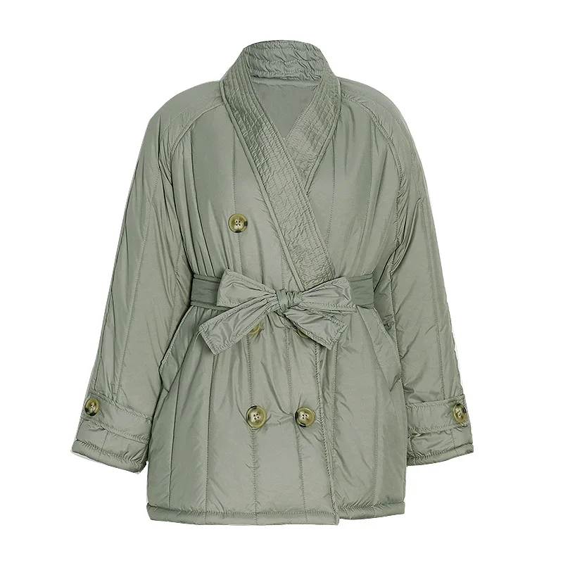 

Куртка женская хлопковая, свободная, утепленная, средней длины, с V-образным вырезом, на осень и зиму, M397, 2021