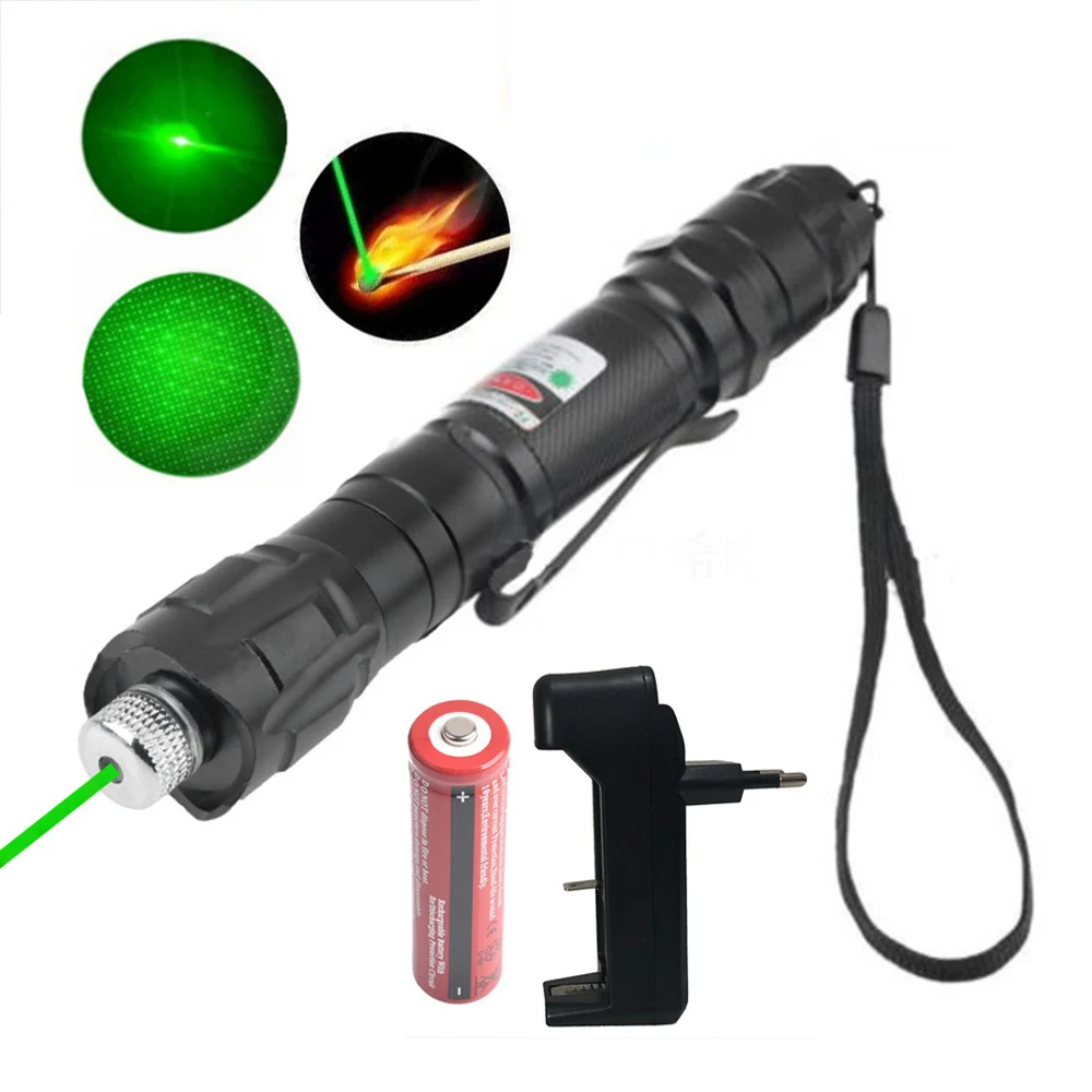 

Hight Powerful Green Laser Pointer 1000m 5mw Green Dot Laser Pen 5pcs Cap Hunting Match With Lasers Sight Charger+18650 Battery