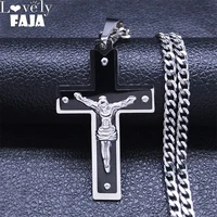 2022 gothic catholic jesus cross stainless steel necklace women black silver color necklaces jewelry acero inoxidable nxhxxxs03