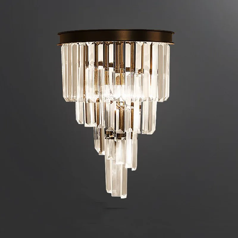 

Post-modern lamp luxury crystal living room TV background wall lamp American simple aisle bedroom wedding room lamp WF1015