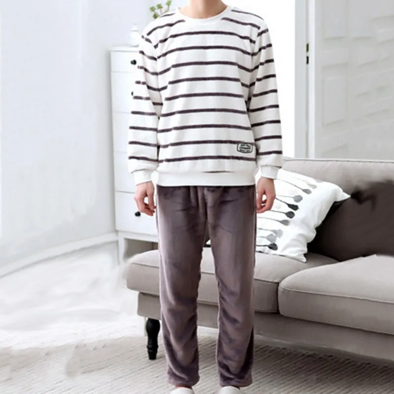 Зимние толстые теплые фланелевые пижамные комплекты WENYUJH с длинным рукавом для