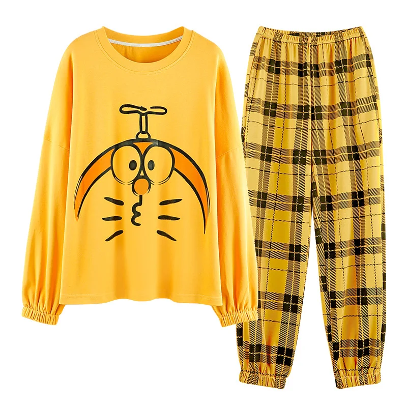 

Autumn and Winter Women's Long-Sleeved Pajamas Korean-Style Casual Wearable Suit Leisure Tops