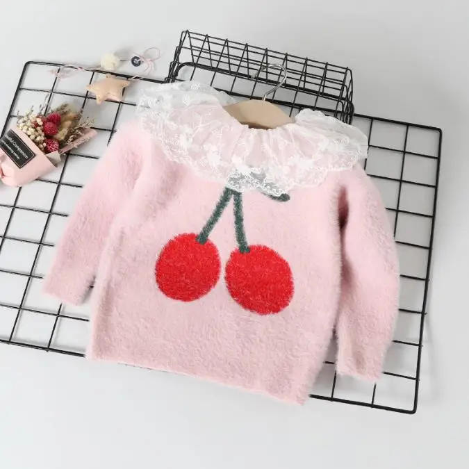 pink color Детские теплые свитера; сезон зима-осень; одежда для малышей; вязаный Топ; пуловер для маленьких девочек; для отдыха; детская плотная Рождественская шерсть - Цвет: pink color