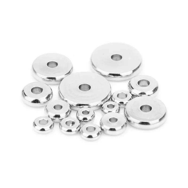 

50pcs/lot 4/5/8/10mm Stainless Steel Round Flat Spacer Charm Beads Fit Necklace Spacer Beads DIY Jewelry Making Findings