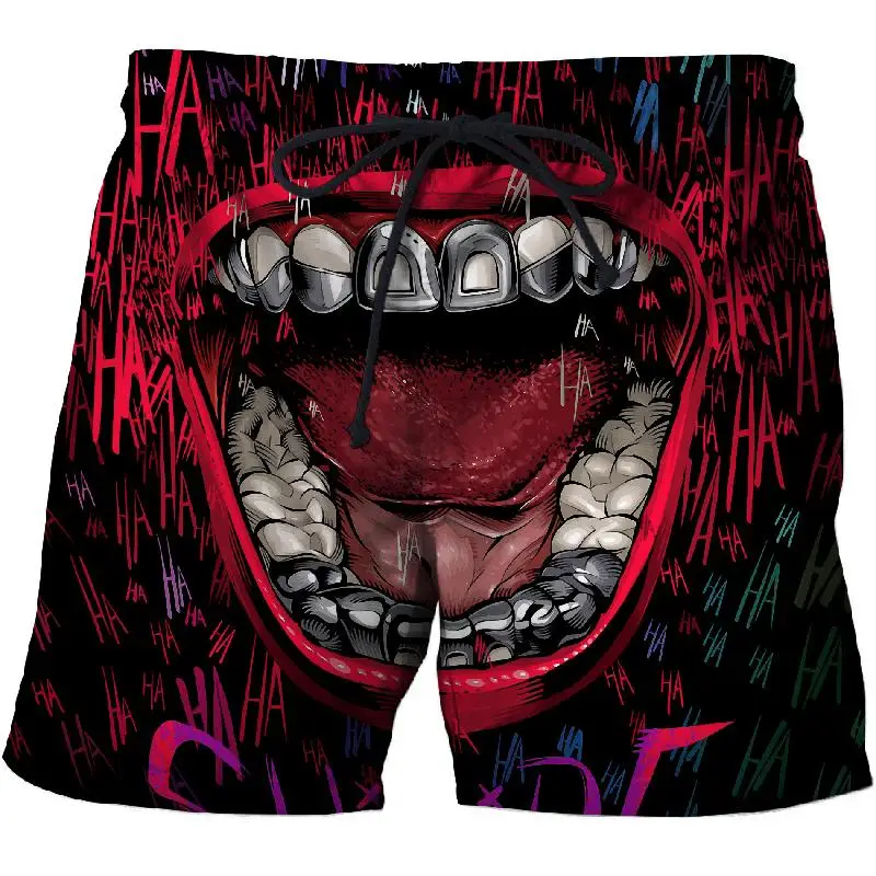 

2021 New Punk wind joker printing men's beach pants fitness quick-drying swim trunks streetwear funny 3D board shorts swimwear