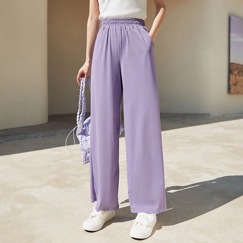 SEMIR Pants Women Loose Wide-Leg 2021 Summer Slim Mopping The Floor Casual Trousers Cloud Light Knit Woman | Женская одежда