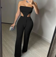 2022 spring new two piece set women irregular slash neck crop top flare trousers elegant party club outfits female