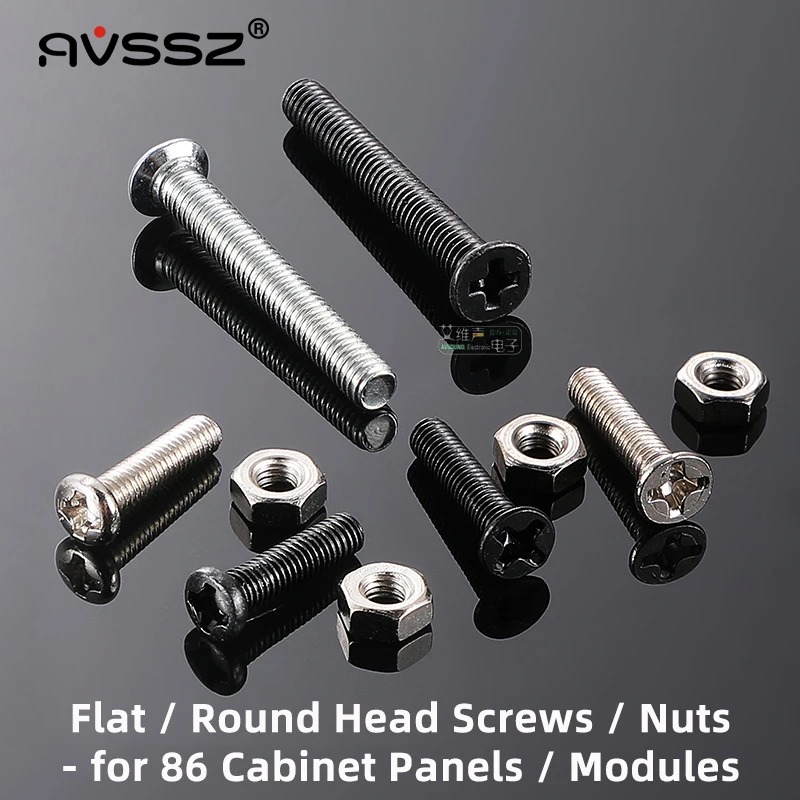 

AVSSZ 10 Pairs Audio Video 86 Cabinet Panel D Type Module Socket Round Flat Head Metal Screws & Nuts 3mm O.D 12 14 30mm Length