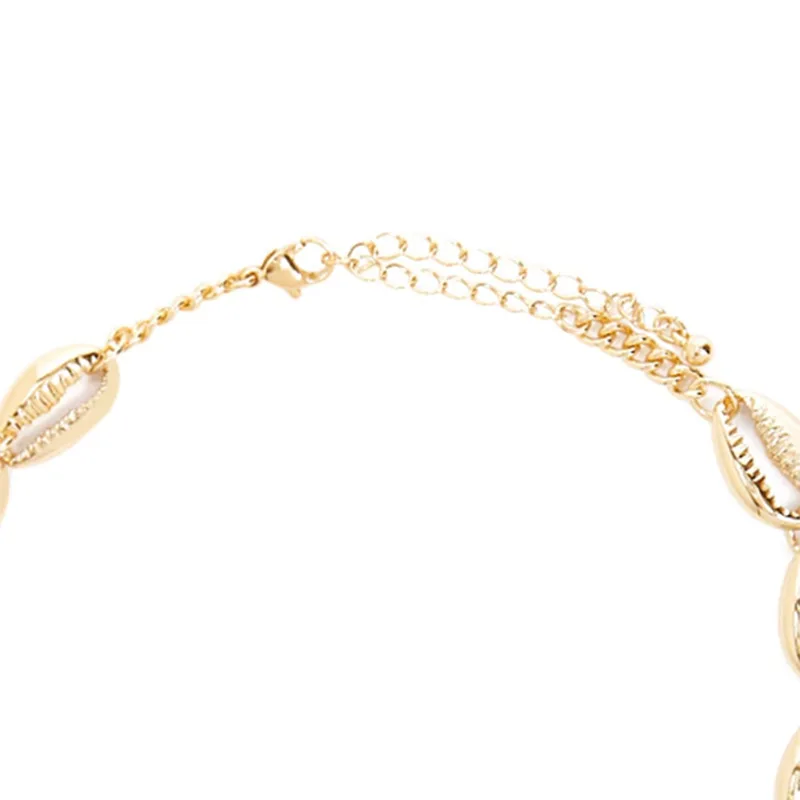 Женское летнее пляжное ожерелье чокер из металлической ракушки золотистая