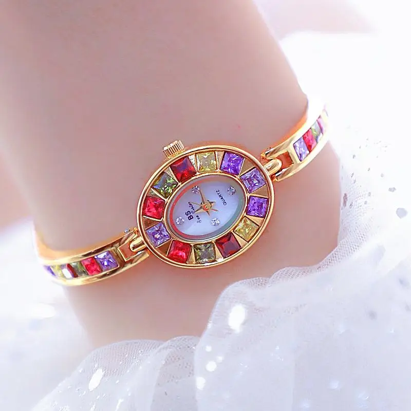 

Часы наручные Bs женские с маленьким циферблатом, роскошные брендовые водонепроницаемые золотистые, модель 2021