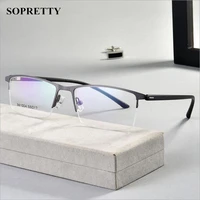 ultralight business mens optical glasses frames for myopia semi frame spring hinge prescription eyewear glasses frame f612