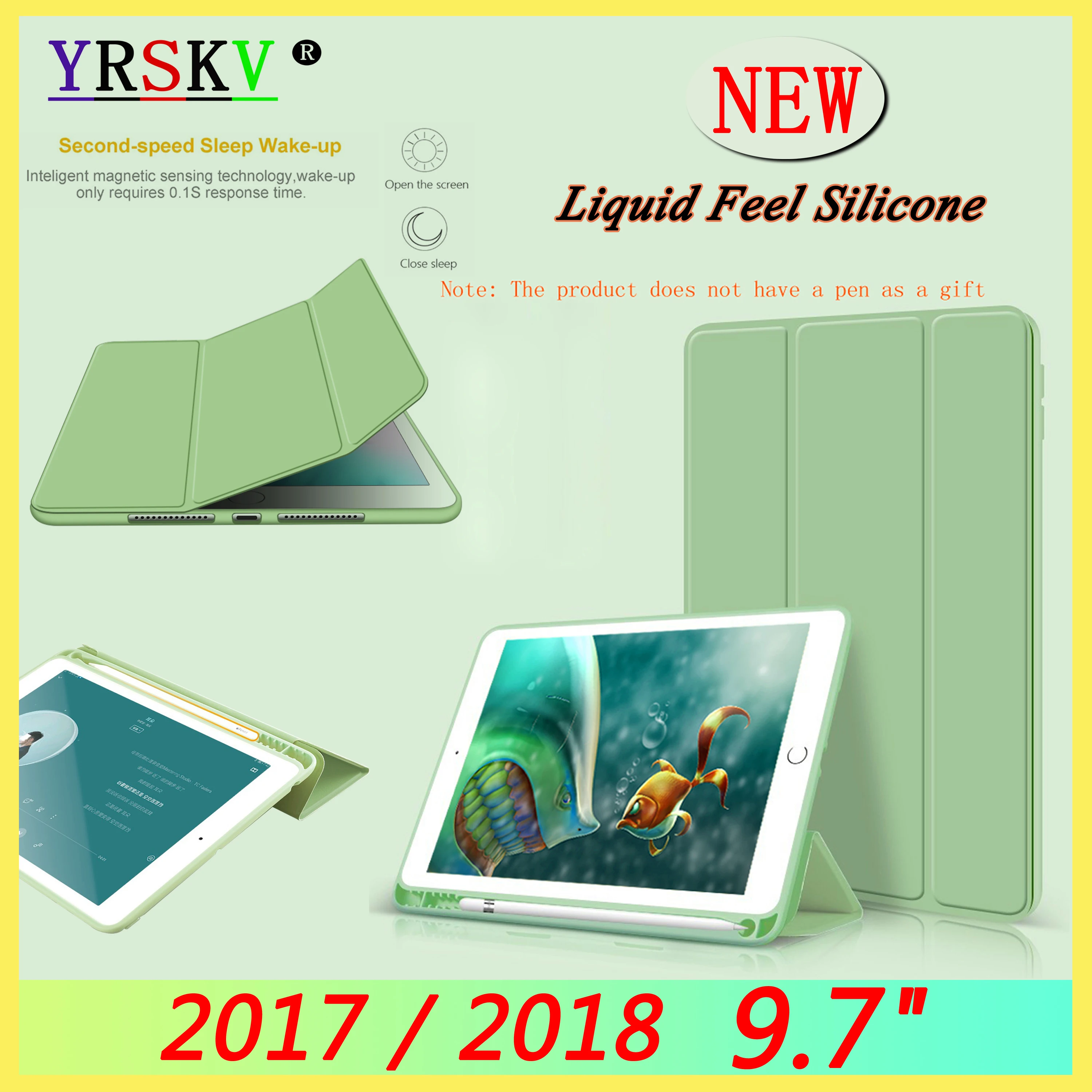 Новый Стильный чехол с жидкостью для iPad 9 7 дюйма 2017/2018 (с футляром карандашей) 5 го