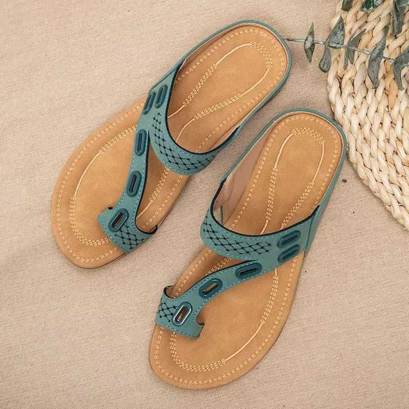 

2020 New Ladies Fashion Casual Comfortable Metal Splicing Open Toe Flip Flops