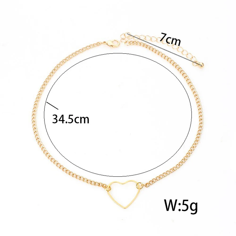 

Hollow Heart Choker Necklaces For Women Clavicle Colar Statement Necklace Collares Heart Dainty Pendant Necklace Gift