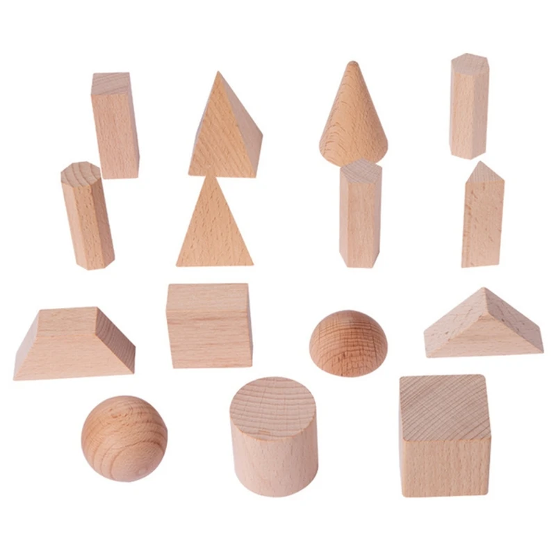 

63HD 15 Pcs Complete Geometric Solids Blocks Set Ideal for Pre-schooler Kindergarten