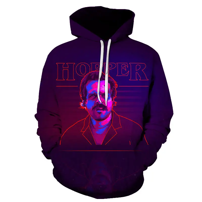 Stranger Thing s Новая мода 3D печатная белая мужская толстовка с капюшоном модная графическая Толстовка Повседневный Уличная пуловер хип хоп толстовки уличная одежда Stranger Thing