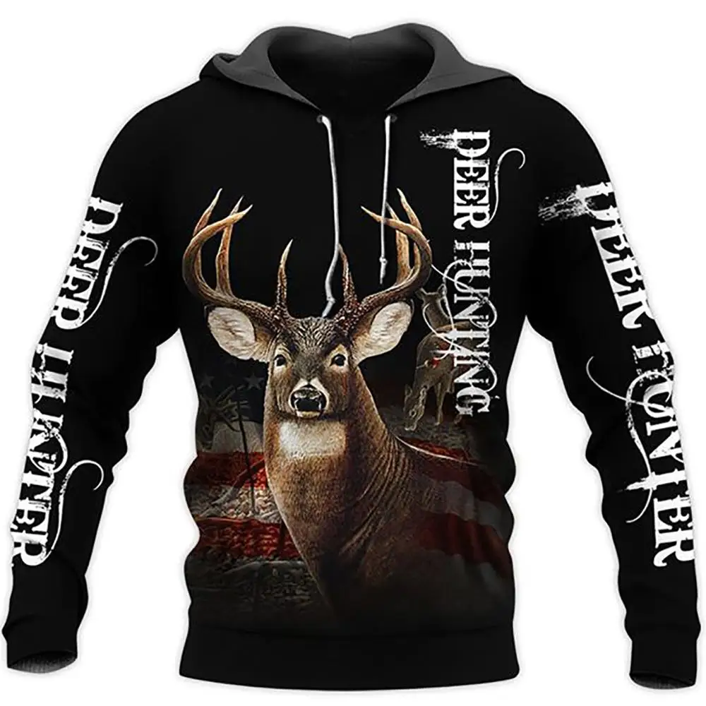 Камуфляж АМО Охота Животные Олень искусство 3D толстовки с капюшоном для мужчин и