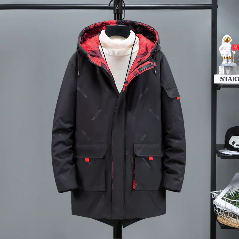 2022 Winter Men Coat Quilted Coat Cotton Padded Coat Polyester Men Autumn Fashion Long Jackets Hooded Black Plus Size 4XL-10XL