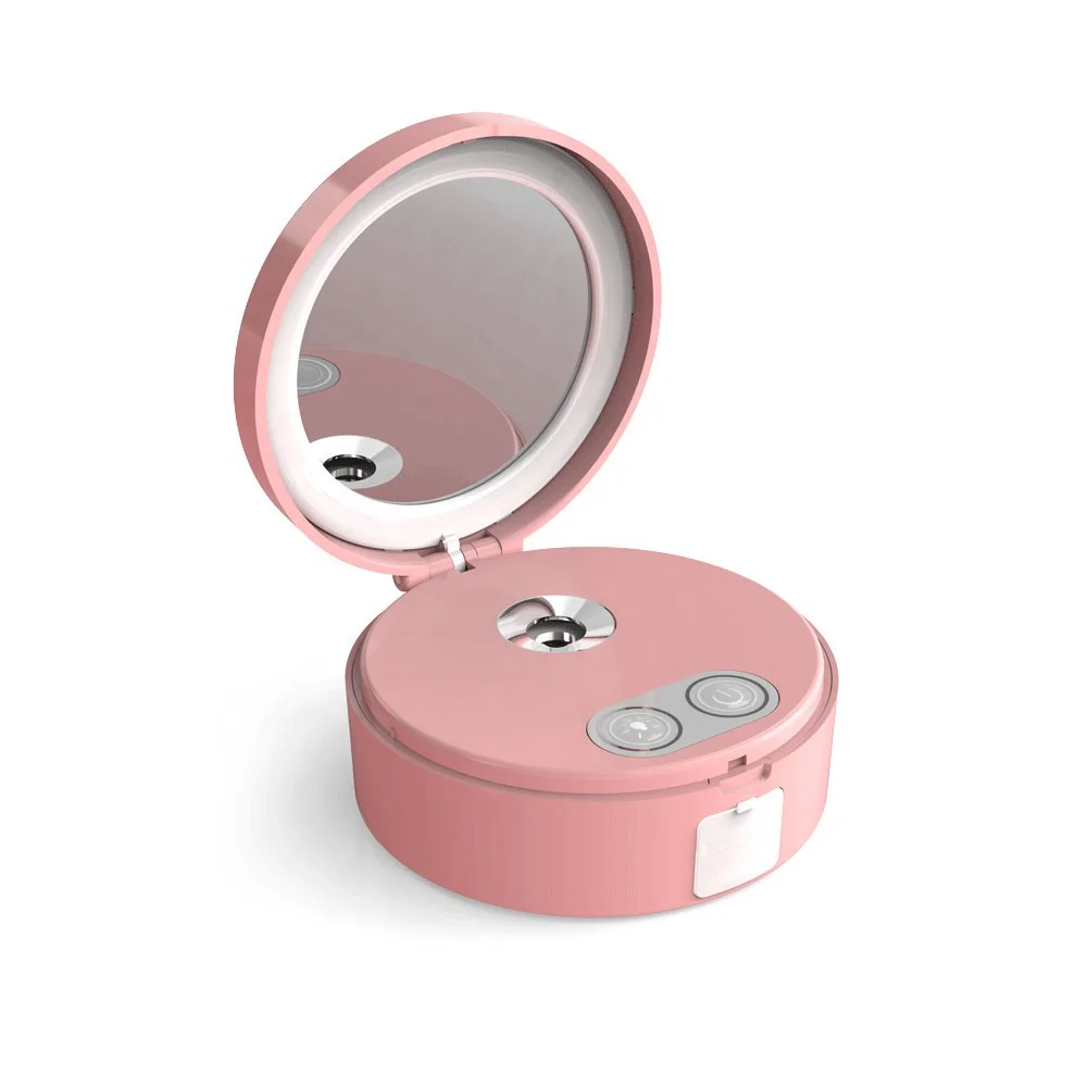 

Best Selling Private Label Folding Small Hand Vanity Smart Led Nano Mist Sprayer Makeup Mirror With Light