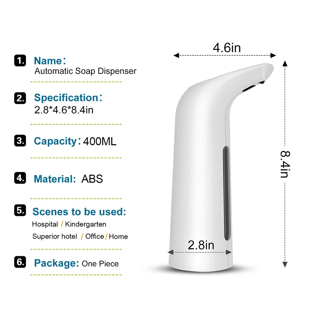 Soap Dispenser Automatic 400ML Electric Sensor Infrared Foaming Hand Washer Dispensers For Bathroom Kitchen | Обустройство дома