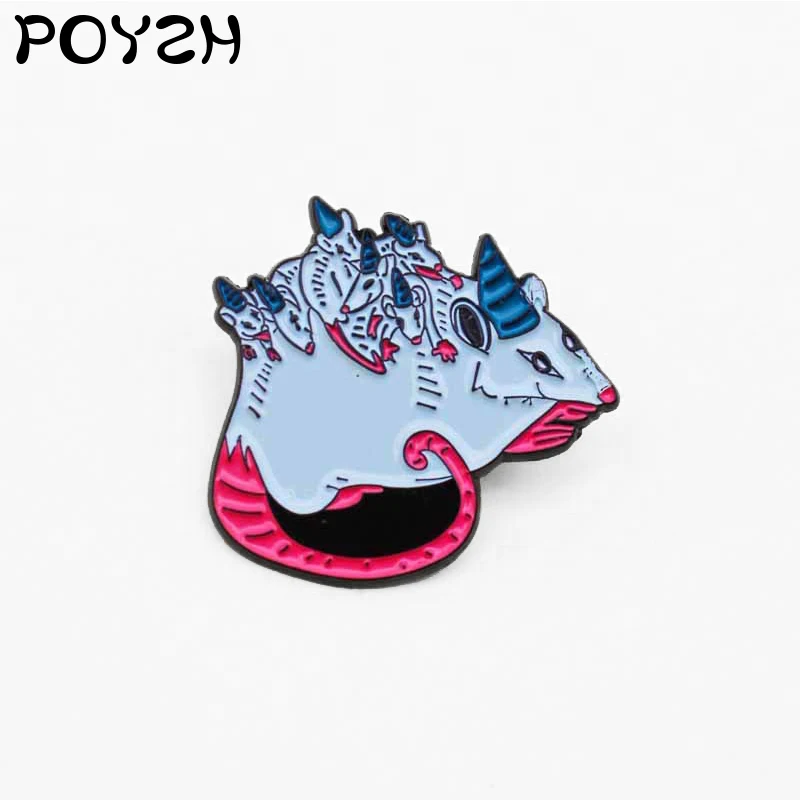 Эмалированная брошь в виде мыши с синей шапкой Мамины группа мышей для малышей