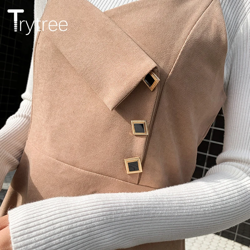 Trytree 2019 осенне зимний комплект из двух предметов водолазка однотонный облегающий